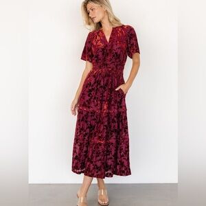 BALTIC BORN Bronwyn Velvet Dress Rust SZ Small